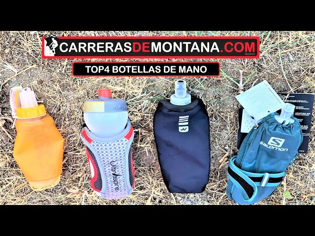 botella de agua en mano