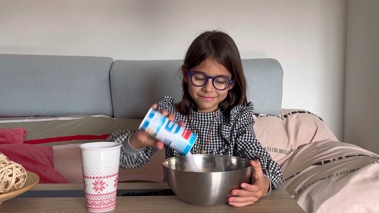 nieve artificial con bicarbonato y agua