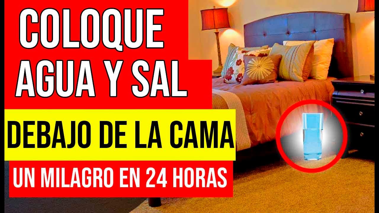 vaso con agua y sal debajo de la cama